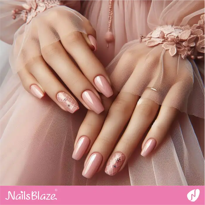 Sheer Pink Nails with Diamond Pattern | Spring Nails - NB4023